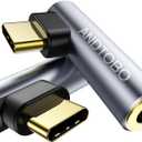 [2 Pack] USB C To 3.5mm Audio Adapter, USB Type C To 3.5mm Female Headphone Jack Dongle Aux Adapter DAC Stereo HiFi Right Angle for iPhone 17 Air, 16 15 Pro Max Plus, iPad Pro Air 5 4, Galaxy S24 S23