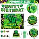 Green Hero Birthday Party Decorations Set, Super Theme Hero Party Supplies, Hero Fans Disposable Dinnerware Set for Kid Hero Cityscape Birthday Baby Shower Table Party Decoration