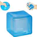 Squishy Stress Relief Toys, Translucent Squeeze Ice Cube Fidget Toys, Slow Rising Sensory Stress Balls for Anxiety Relief, Durable TPR Calm Down Toys (1, Blue)