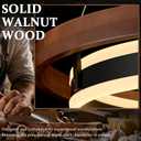 LED Ring Chandelier, Solid Walnut Wood LED Dining Room Light Fixtutre 24in, 23.6 in
