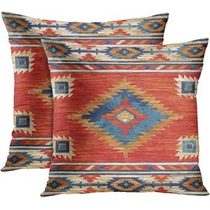 Britimes Throw Pillow Covers, Aztec Kilim Home Art Decor, 18 x 18 Inches Set of 2 Cushion Couch Sofa Cases, Abstract Oil Painting Pillowcases for Bedroom, Living Room, Geometric Tribal Decorative (Ethnic Tribal 5)