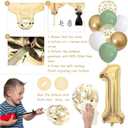 60th Birthday Decorations for Men Women, Sage Green White Gold Balloons With Happy 60th Banner, Cake Topper, Number 60 Foil Balloon for 60 Year Old Party Decoration