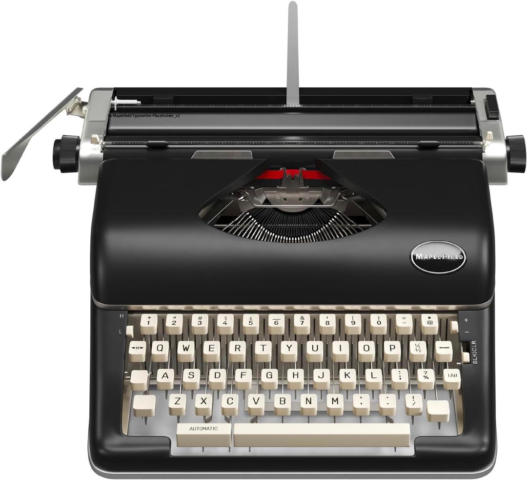 Maplefield Vintage Manual Typewriter - Quiet Mechanical Typing & Office Supplies - Decorative Desk Accessories & Vintage Decor - Author Gift & Writing Inspiration - Black