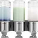 simplehuman Wall Mount Pumps, Triple 15 fl. oz. Shampoo & Soap Dispenser, Stainless Steel