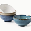 MONITO Embossed Ceramic Bowl Set, 28 oz Deep Soup Bowl, Kitchen Essential, 6.6 inch Ramen Bowls, Suitable for Salads, Pasta, Oatmeal, Ramen, Microwave and Dishwasher Safe, Set of 4