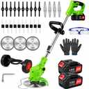 Weed Wacker Cordless,24v Electric Weed Eater Battery Powered with 2 4.0 Ah Batteries,Lightweight Weed Wacker with Wheels & Blade,3 in 1 String Trimmers for Women,Lawn Care,Garden,Yard, 47 inches