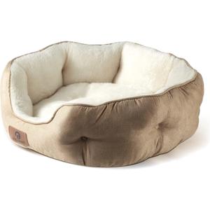 Asvin Small Dog Bed for Small Dogs, Cat Beds for Indoor Cats, Pet Bed for Puppy and Kitty, Extra Soft & Machine Washable with Anti-Slip & Water-Resistant Oxford Bottom, Light Brown, 20 inches (Small (Pack of 1))