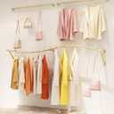Gold Clothing Rack for Boutiques, Wall Mounted Retail Display Garment Rack for Houseware, Chrome Rolling Racks for Clothes Stores and Commercial