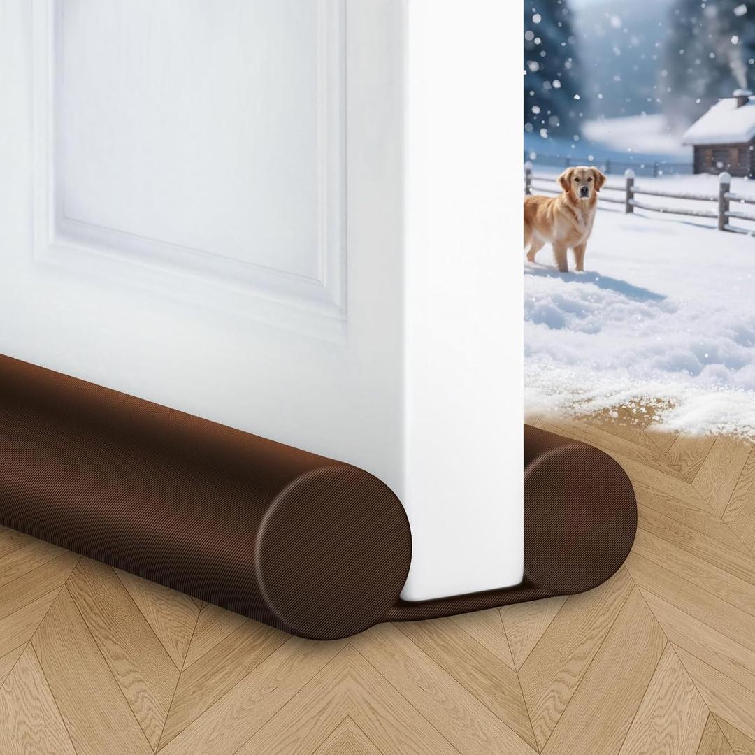 MAXTID 32" Door Draft Stopper Brown Air Breeze Wind Blocker - Bedroom Must Haves 2025 for Bottom of Small Apartment Doors Essentials
