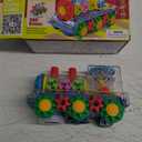 ABK Gear Train Toy, Transparent Electric Kids Gear Train with Flashing Lights, Early Educational Musical Train Set Birthday Gift for Boy and Girl (Train Engine), OM-TC-01