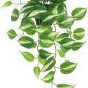 Artificial Devil's Ivy Golden Pothos Fake Plant,Hanging Potted Plants for Wall Home Patio Indoor Outdoor Decor(H 26in) (Medium)