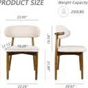 Modern Upholstered Dining Chairs, Beige Fabric Seat with Wooden Legs, Contemporary Kitchen Side Chairs, Set of 2