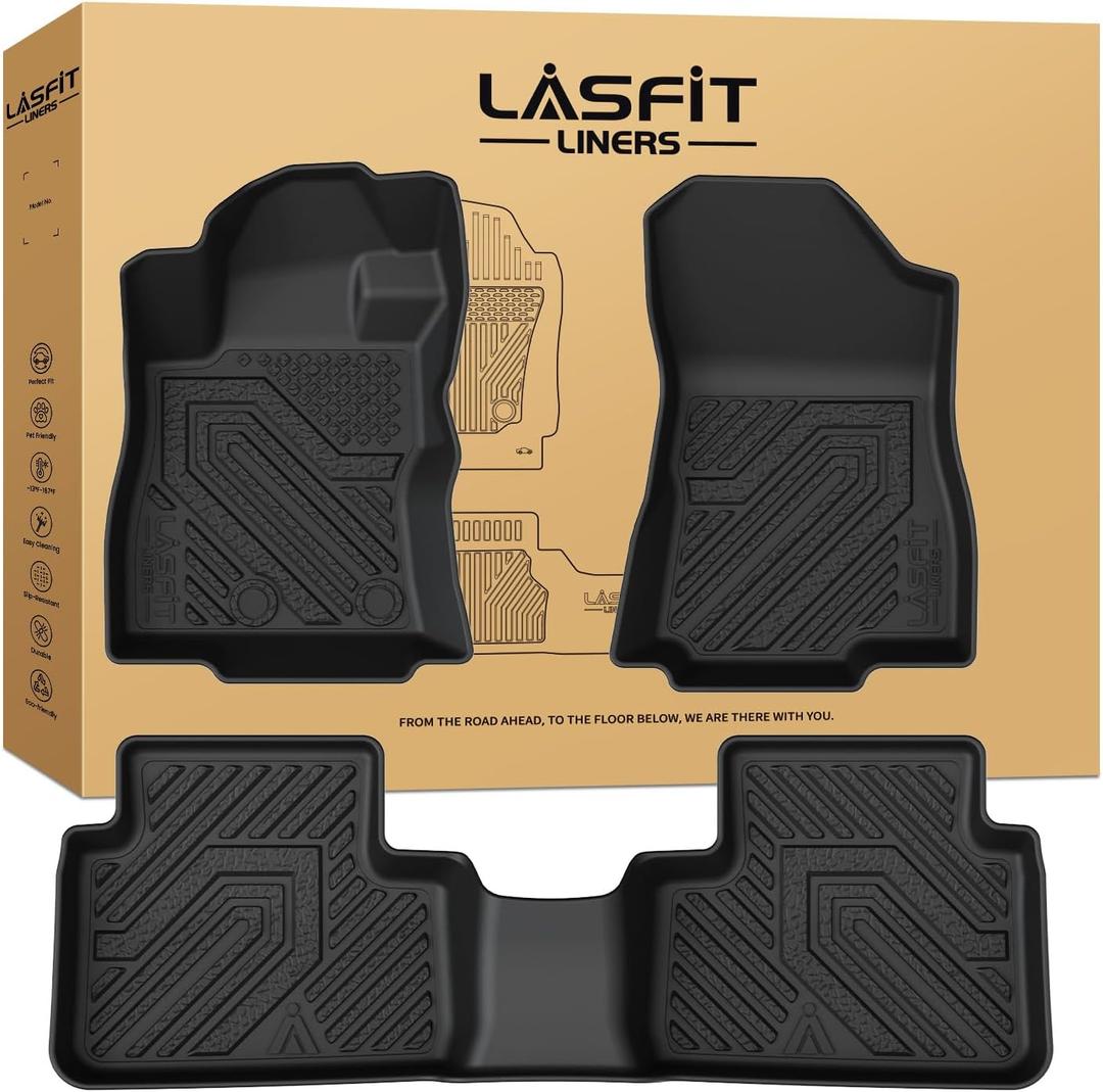 LASFIT Floor Mats for Subaru Forester 2026 2025 (Only Hybrid), All Weather TPE Custom Fit Floor Liners Easy Clean 1st & 2nd Row Mats for Forester Hybrid 2025 2026 Car Accessories, Black