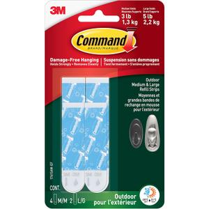 Command Plastic 17615AW-ES-E 051141976914 Outdoor Refill Strips, 4, White