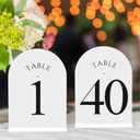 JOYIT Arch Wedding Table Numbers 1-40 with Stands Double-Sided Printed 5" X 7" Acrylic Signs with White Background Black Text, Perfect Acrylic Table Numbers for Wedding Receptions, Parties, Anniversaries, and Events