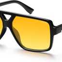 SOJOS Retro Oversized Square Polarized Sunglasses for Women and Men Vintage Shades Classic Large Sun Glasses SJ2618 (Black/Yellow)