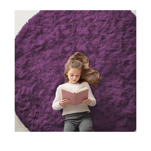 Dark Purple Round Rugs for Bedroom - Machine Washable, 6 ft Circle Area Rugs for Living Room, Soft and Fluffy Shaggy Carpet for Teen Girl and Boys, Nursery Rooms, Dorms, Home Decor Aesthetic