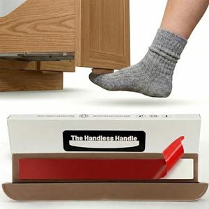 The Handless Handle – Hands-Free Garbage Drawer Foot Pull Handle, Touchless Opener for Drawers, Bins, & Cabinets (Light Brown, 1 Pack)
