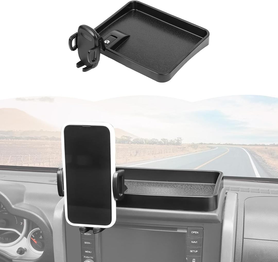 RT-TCZ Cell Phone Holder Dash Mount Holder with Storage Box Bracket Center Console Interior Accessories for Jeep Wrangler JK JKU 2007-2010