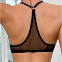 SOLY HUX Women's Sheer Mesh Through Bra Sheer Bralette Front Closure Deep V Neck Wireless Lingerie Sexy Lingerie Bra (S)