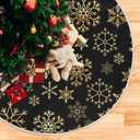 4 x Christmas Tree Skirt 36 Inch Gold Black Snowflake Xmas Tree Mat Christmas Decorations for Xmas Happy New Year Holiday Indoor Party Burlap Tree Skirt Small Ornament (Medium, A001)