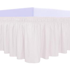 PureFit Wrap Around Ruffled Bed Skirt with Adjustable Elastic Belt - 14 Inch Drop Easy to Put On, Wrinkle Free Bedskirt Dust Ruffles, Bed Frame Cover for Queen, King and C-King Size Bed, Baby Pink