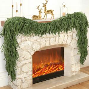 6 FT Christmas Norfolk Pine Garland, Realistic Greenery Artificial Garland for Indoor Outdoor Door Porch Fireplace Wall Staircase Holiday Christmas Decor