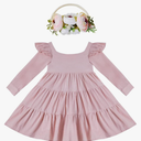 Baby Girls Linen Vintage Dress Ruffle Retro Flower Girl Dresses Boho Sundress, Size XL