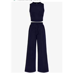 PRETTYGARDEN 2 Piece Sets for Women Summer Casual 2026 Spring Sleeveless Tank Ribbed Travel Vacation Lounge Wear Outfits, S