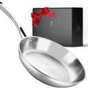 12 Inch Stainless Steel Pan, 5-Ply Clad Base 800 Safe Frying Pans for Even Heating, Premium Cookware for Induction, Gas,Electric&Oven