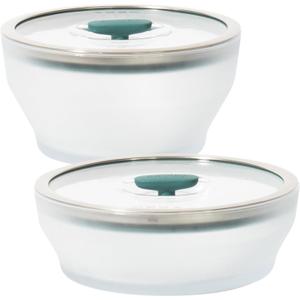 Anyday 4-Pc Microwave Cookware & Glass Food Storage Set with Glass Lids | Medium Plastic-Free Containers | Stackable Steamer with Vented Lid for Microwave-Safe Reheating & Steaming Vegetables, Rice