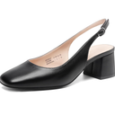 DREAM PAIRS Women's Low Chunky Heels Slingback Square Toe Block Dress Shoes Closed Toe Comfortable Wedding Work Pumps, Size 10