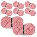 8 Packs Jumbo Chunky Chenille Yarn - 2040g(72oz) 245 Yards (224m) Bulky Yarn - Chunky Yarn for Hand Knitting Blanket,Cushions, Pet Bed - Soft and Durable(Pink)