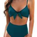 Blooming Jelly Womens High Waisted Bikini Set Tie Knot High Rise Two Piece Swimsuits Bathing Suits L