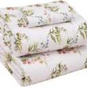 RUVANTI 100% Cotton Sheets  Twin Size Percale Bedding, Cooling & Breathable Floral Design, Durable with a Crisp, Soft & Comfortable Feel, 16" Deep Pocket, 3-Piece Set, Floral Bliss