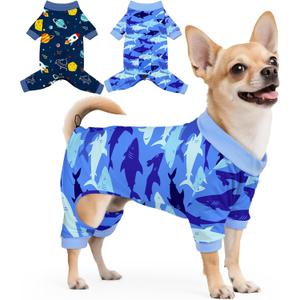 Glittme 2PACK Dog Pajamas Soft Dogs Clothes for Dogs Elastic Cats Apparel Breathable Dog Pjs for Puppy, XL