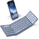 Samsers Foldable Bluetooth Keyboard with Numeric Keypad, Full-Size Wireless Folding PU Leather, Portable Travel for iOS Android Windows Mac OS, Support 3 Device(BT5.1 x 3) Blue