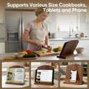 Wooden Cookbook Stand for Kitchen Counter, TAQIXI 2 in 1 Recipe Book Holder, Charcuterie Board & Kitchen Serving Tray, Rustic Cook Book Holder Stand for Kitchen (Brown)