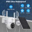 2 Pack 4MP Security Camera Wireless Outdoor, 6 Spotlights and 2.5K HD Color Night Vision Solar Powered Camera with 2.4GHz Wifi, APP Control, PIR Sensor, 2-Way Audio, IP66, SD Card/Cloud Storage (White)