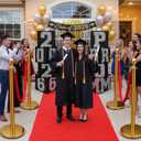 Yexiya 16 Pcs 2026 Prom Graduation Decoration Kit with Gold Stainless Steel Stanchions with Red Ropes and 27.8 X3.28 ft Red Carpet Runner Prom Box Column Tape Photo Booth for Birthday Party College