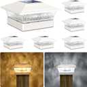 Solar Post Cap Lights Outdoor 6pack, Waterproof Fence Post Lights with 16 Ultra Bright LEDs Fit 4x4/5x5/6x6 Wood/Vinyl Posts, White Deck Post Lights with Warm/Cool White for Garden, Patio, Porch, Yard