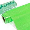GIRAFVINYL Neon Green Glitter HTV Vinyl, Lime Green Glitter Iron on Vinyl Heat Transfer for DIY T-Shirt, Fabric Appearance, 12" x 8ft Easy to Weed