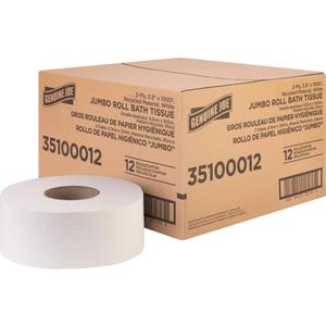 Genuine Joe Jumbo Roll Bath Tissue, 3.3" x 1000', 2-Ply, Natural, 12 Count