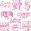 Zeyune 18 Pcs Senior Class of 2026 Iron on Patches Coquette Pink Bow Graduation Iron on Patches 2026 for Graduation Party Favors Jeans Pants Clothing Heat Transfer Senior Stuff, 9 Styles