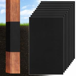 10 Pcs Fence Post Protection, Fence Protector 15.4 x 9.8 Inch Wood Fence Rot Protection Weatherproof Wood Post Sleeve Fits 3" x 3" to 4" x 4" Square and 3" to 5" Round Posts (Black)