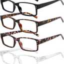 Rectangle Reading Glasses for Men and Women with Spring Hinges Clear Lens Readers