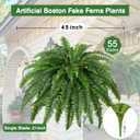 Dkaltm Artificial Boston Fern Bush- Set of 2 Large Artificial Ferns for Outdoors, 45Inch Large Faux Ferns, Suitable for Office & Living Room Decor, 55Branches for Each Bouquet