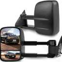 SCITOO Towing Mirrors Fit for 1988-1998 for Chevy for GMC C/K 1500 2500 3500 Power Adjusted Black Tow Mirror Manual Folding Manual Telescoping