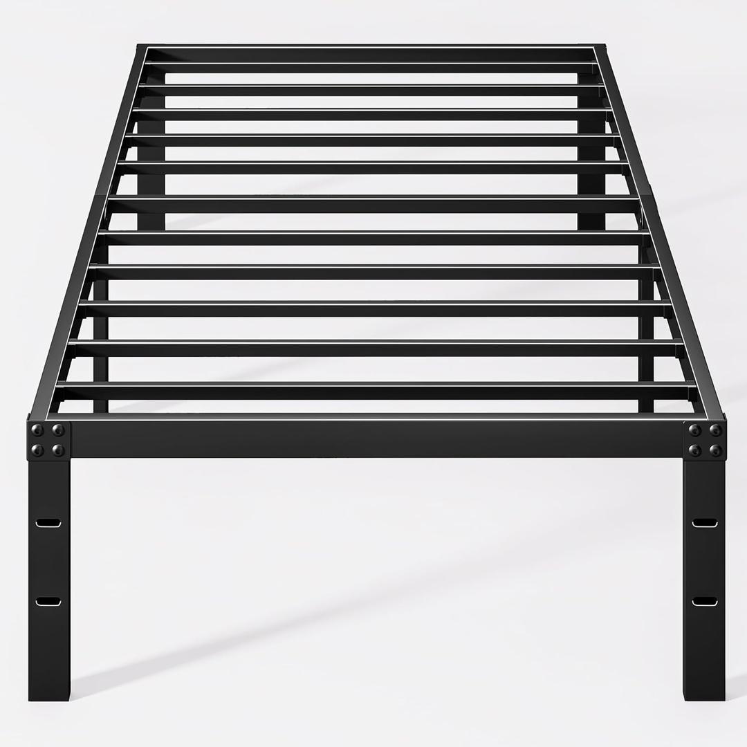 Twin Bedframe-Bed Frame Twin Size 14 in-Bed Frames Twin, Twin Platform Bed Frame Easy Assembly, Noiseless Twin Metal Bed Frames Storage Space Under, Black