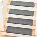 MBIGM Bullnose Non-Slip Stair Treads w/Reusable Adhesive 14 Pack 9.5" x 30" Wooden Steps Protection - TPU Backing with Steel Reinforcement - Anti-Slip Solution Knitted Dark Gray Non Slip Stair Tread
